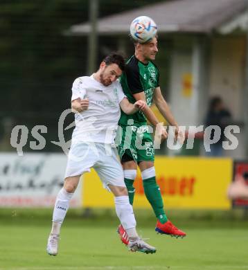 Fussball Kaerntner Liga. Lendorf gegen Landskron.   Felix Helmut Hutter (Lendorf),    Julian Brandstaetter (Landskron). Lendorf, am 4.8.2023.
Foto: Kuess


---
pressefotos, pressefotografie, kuess, qs, qspictures, sport, bild, bilder, bilddatenbank