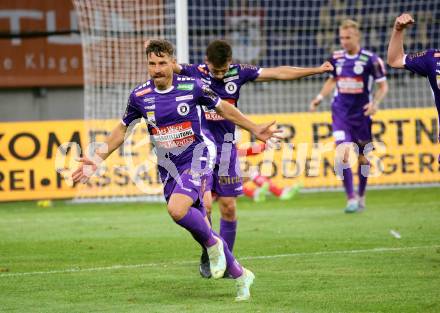 Fussball Bundesliga. SK Austria Klagenfurt gegen WAC.   Torjubel Christopher Wernitznig (Klagenfurt).  Klagenfurt, am 9.8.2023.
Foto: Kuess
---
pressefotos, pressefotografie, kuess, qs, qspictures, sport, bild, bilder, bilddatenbank