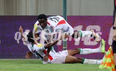 Fussball Bundesliga. SK Austria Klagenfurt gegen WAC.  Torjubel Augustine Boakye, Thierno Ballo  (WAC).  Klagenfurt, am 9.8.2023.
Foto: Kuess
---
pressefotos, pressefotografie, kuess, qs, qspictures, sport, bild, bilder, bilddatenbank