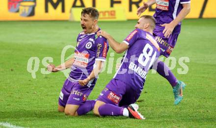 Fussball Bundesliga. SK Austria Klagenfurt gegen WAC.  Torjubel Christopher Wernitznig, Turgay Gemicibasi (Klagenfurt).  Klagenfurt, am 9.8.2023.
Foto: Kuess
---
pressefotos, pressefotografie, kuess, qs, qspictures, sport, bild, bilder, bilddatenbank