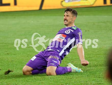 Fussball Bundesliga. SK Austria Klagenfurt gegen WAC.  Torjubel Christopher Wernitznig (Klagenfurt).  Klagenfurt, am 9.8.2023.
Foto: Kuess
---
pressefotos, pressefotografie, kuess, qs, qspictures, sport, bild, bilder, bilddatenbank