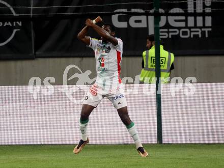 Fussball Bundesliga. SK Austria Klagenfurt gegen WAC.   Torjubel Augustine Boakye   (WAC).  Klagenfurt, am 9.8.2023.
Foto: Kuess
---
pressefotos, pressefotografie, kuess, qs, qspictures, sport, bild, bilder, bilddatenbank