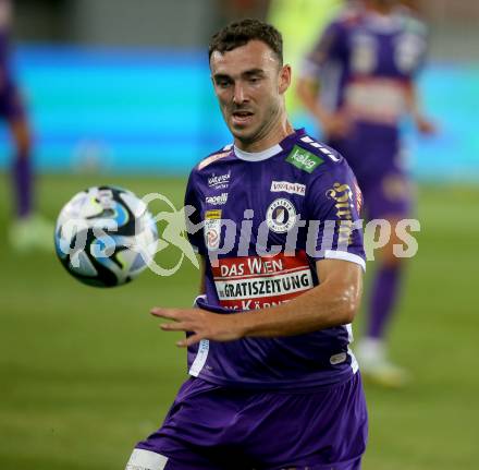 Fussball Bundesliga. SK Austria Klagenfurt gegen WAC.  Andrew Irving (Klagenfurt).  Klagenfurt, am 9.8.2023.
Foto: Kuess
---
pressefotos, pressefotografie, kuess, qs, qspictures, sport, bild, bilder, bilddatenbank