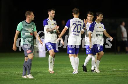 Fussball Kaerntner Liga. Treibach gegen Voelkermarkt.  Torjubel Kevin Vaschauner   (Treibach). Treibach, am 18.8.2023.
Foto: Kuess
---
pressefotos, pressefotografie, kuess, qs, qspictures, sport, bild, bilder, bilddatenbank