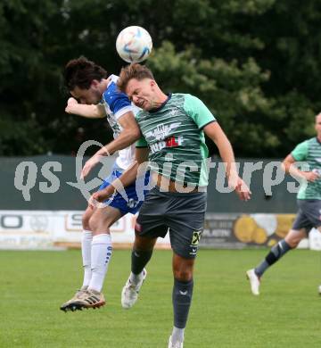 Fussball Kaerntner Liga. Treibach gegen Voelkermarkt.  Marco Paul Pirker  (Treibach),     Oliver Kuester (Voelkermarkt). Treibach, am 18.8.2023.
Foto: Kuess
---
pressefotos, pressefotografie, kuess, qs, qspictures, sport, bild, bilder, bilddatenbank