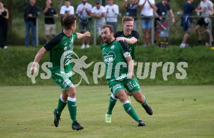 Fussball Kaerntner Liga. Lendorf gegen Spittal.  Torjubel Mario Zagler   (Lendorf). Lendorf am 25.8.2023.
Foto: Kuess
---
pressefotos, pressefotografie, kuess, qs, qspictures, sport, bild, bilder, bilddatenbank