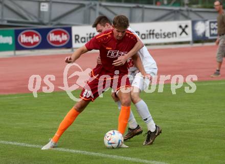 Fussball Unterliga West. Lienz gegen Woelfnitz   Lukas Schrott (Lienz),   Lukas Matthias Hausott   (Woelfnitz). Lienz am 26.8.2023.
Foto: Kuess
---
pressefotos, pressefotografie, kuess, qs, qspictures, sport, bild, bilder, bilddatenbank