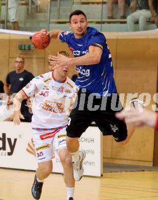 Handball BUndesliga. SC Ferlach gegen HC FIVERS WAT Margareten.  Jure Kocbek (SCF). Ferlach, am 5.9.2023.
Foto: Kuess
---
pressefotos, pressefotografie, kuess, qs, qspictures, sport, bild, bilder, bilddatenbank