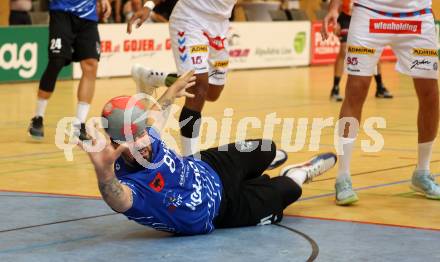 Handball BUndesliga. SC Ferlach gegen HC FIVERS WAT Margareten.  Adrian Milicevic (SCF). Ferlach, am 5.9.2023.
Foto: Kuess
---
pressefotos, pressefotografie, kuess, qs, qspictures, sport, bild, bilder, bilddatenbank