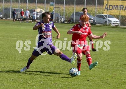 Fussball.  Testspiel. Austria Klagenfurt gegen GAK. Simon Straudi (Klagenfurt), Felix Holzhacker (GAK).  Viktring, 8.9.2023.
Foto: Kuess
---
pressefotos, pressefotografie, kuess, qs, qspictures, sport, bild, bilder, bilddatenbank