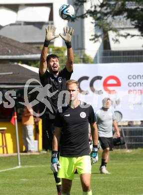 Fussball.  Testspiel. Austria Klagenfurt gegen GAK. Marco Knaller, Phillip Menzel. Viktring, 8.9.2023.
Foto: Kuess
---
pressefotos, pressefotografie, kuess, qs, qspictures, sport, bild, bilder, bilddatenbank