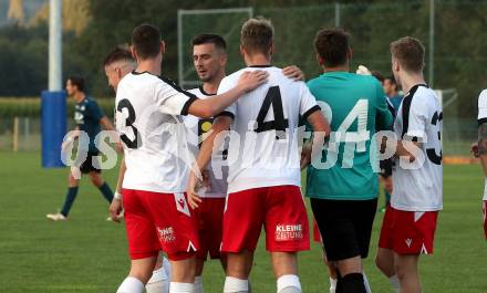 Fussball Kaerntner Liga. Kraig gegen Spittal.  Torjubel  (Spittal). Kraig, am 9.9.2023.
Foto: Kuess
---
pressefotos, pressefotografie, kuess, qs, qspictures, sport, bild, bilder, bilddatenbank