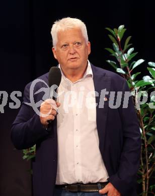 Eishockey. ICE Hockey League. Saisonstart. Pressekonferenz. Klaus Hartmann. Velden, am 12.9.2023.
Foto: Kuess
---
pressefotos, pressefotografie, kuess, qs, qspictures, sport, bild, bilder, bilddatenbank