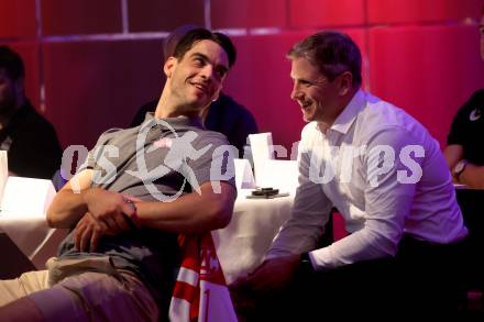 Eishockey. ICE Hockey League. Saisonstart. Pressekonferenz. Lukas Haudum, Kirk Furey. Velden, am 12.9.2023.
Foto: Kuess
---
pressefotos, pressefotografie, kuess, qs, qspictures, sport, bild, bilder, bilddatenbank