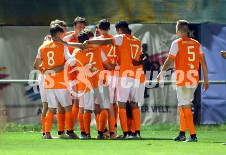 Fussball Kaerntner Liga. SAK gegen Donau. Torjubel  (Donau). Klagenfurt, am 15.9.2023.
Foto: Kuess
---
pressefotos, pressefotografie, kuess, qs, qspictures, sport, bild, bilder, bilddatenbank