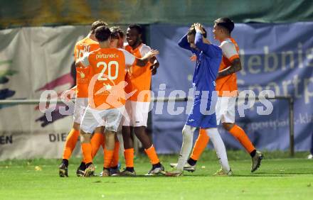 Fussball Kaerntner Liga. SAK gegen Donau.  Torjubel Donau. Klagenfurt, am 15.9.2023.
Foto: Kuess
---
pressefotos, pressefotografie, kuess, qs, qspictures, sport, bild, bilder, bilddatenbank