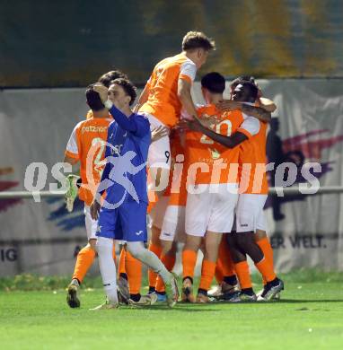 Fussball Kaerntner Liga. SAK gegen Donau.  Torjubel Donau.  Klagenfurt, am 15.9.2023.
Foto: Kuess
---
pressefotos, pressefotografie, kuess, qs, qspictures, sport, bild, bilder, bilddatenbank