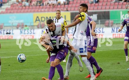 Fussball Bundesliga. SK Austria Klagenfurt gegen LASK.   Nicolas Wimmer, (Klagenfurt),    Felix Luckeneder  (LASK).  Klagenfurt, am 16.9.2023.
Foto: Kuess
---
pressefotos, pressefotografie, kuess, qs, qspictures, sport, bild, bilder, bilddatenbank