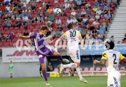 Fussball Bundesliga. SK Austria Klagenfurt gegen LASK.  Thorsten Mahrer, (Klagenfurt),    Robert Zulj  (LASK).  Klagenfurt, am 16.9.2023.
Foto: Kuess
---
pressefotos, pressefotografie, kuess, qs, qspictures, sport, bild, bilder, bilddatenbank