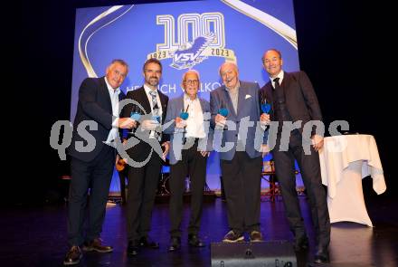 Eishockey Bundesliga. 100 Jahr Feier VSV. Giuseppe Mion, Andreas Schwab, Walter Lang, Norbert KLatil, Gerald Rauchenwald. Villach, am 21.9.2023.
Foto: Kuess
www.qspictures.net
---
pressefotos, pressefotografie, kuess, qs, qspictures, sport, bild, bilder, bilddatenbank