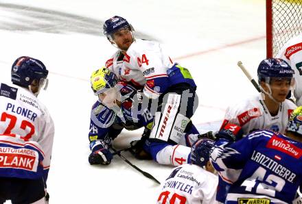 EBEL. Eishockey Bundesliga. EC VSV gegen HC Innsbruck Die Haie.  Felix Maxa  (VSV), Thomas Mader   (Innsbruck). Villach, am 22.9.2023
Foto: Kuess
www.qspictures.net
---
pressefotos, pressefotografie, kuess, qs, qspictures, sport, bild, bilder, bilddatenbank