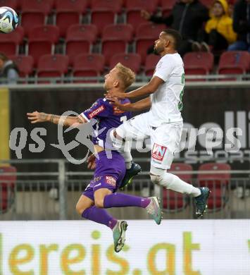 Fussball Bundesliga. SK Austria Klagenfurt gegen SC Austria Lustenau.   Florian Jaritz,   (Klagenfurt),  Dos Santos Gomes Anderson  (Lustenau).  Klagenfurt, am 23.9.2023.
Foto: Kuess
---
pressefotos, pressefotografie, kuess, qs, qspictures, sport, bild, bilder, bilddatenbank