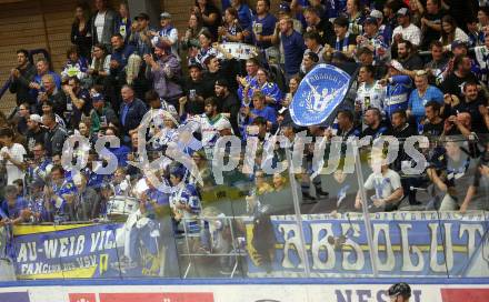 EBEL. Eishockey Bundesliga. EC VSV gegen HC Innsbruck Die Haie.   Fans  (VSV). Villach, am 22.9.2023
Foto: Kuess
www.qspictures.net
---
pressefotos, pressefotografie, kuess, qs, qspictures, sport, bild, bilder, bilddatenbank