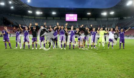 Fussball Bundesliga. SK Austria Klagenfurt gegen SC Austria Lustenau.  Jubel  (Klagenfurt).  Klagenfurt, am 23.9.2023.
Foto: Kuess
---
pressefotos, pressefotografie, kuess, qs, qspictures, sport, bild, bilder, bilddatenbank