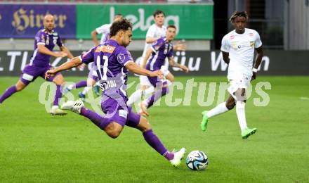 Fussball Bundesliga. SK Austria Klagenfurt gegen SC Austria Lustenau.  Simon Straudi  (Klagenfurt).  Klagenfurt, am 23.9.2023.
Foto: Kuess
---
pressefotos, pressefotografie, kuess, qs, qspictures, sport, bild, bilder, bilddatenbank