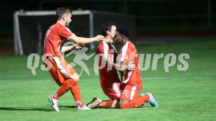 Fussball. Kaerntner Liga. Voelkermarkt gegen KAC.  Torjubel Sandro Jose Da Silva  (KAC). Voelkermarkt, 29.9.2023.
Foto: Kuess
www.qspictures.net
---
pressefotos, pressefotografie, kuess, qs, qspictures, sport, bild, bilder, bilddatenbank