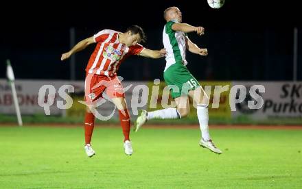 Fussball. Kaerntner Liga. Voelkermarkt gegen KAC. Matthias Maierhofer   (Voelkermarkt),    David Graefischer (KAC). Voelkermarkt, 29.9.2023.
Foto: Kuess
www.qspictures.net
---
pressefotos, pressefotografie, kuess, qs, qspictures, sport, bild, bilder, bilddatenbank