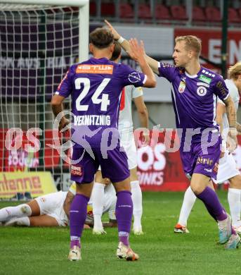 Fussball Bundesliga. SK Austria Klagenfurt gegen FC Red Bull Salzburg.   Torjubel Florian Jaritz (Klagenfurt).  Klagenfurt, am 8.10.2023.
Foto: Kuess
---
pressefotos, pressefotografie, kuess, qs, qspictures, sport, bild, bilder, bilddatenbank