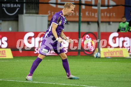 Fussball Bundesliga. SK Austria Klagenfurt gegen FC Red Bull Salzburg.   Torjubel Florian Jaritz (Klagenfurt).  Klagenfurt, am 8.10.2023.
Foto: Kuess
---
pressefotos, pressefotografie, kuess, qs, qspictures, sport, bild, bilder, bilddatenbank