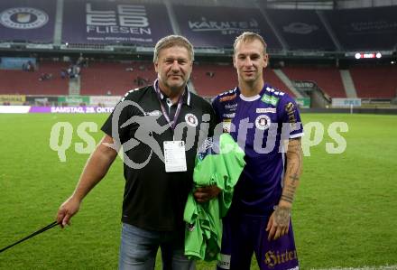 Fussball Bundesliga. SK Austria Klagenfurt gegen FC Red Bull Salzburg.   Dietmar Jaritz, Florian Jaritz (Klagenfurt).  Klagenfurt, am 8.10.2023.
Foto: Kuess
---
pressefotos, pressefotografie, kuess, qs, qspictures, sport, bild, bilder, bilddatenbank