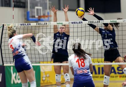 Volleyball. CEV Volleyball Challenge Cup 2024  Women. ATSC Wildcats gegen ZOK UB (SRB).  HOLZINGER Nicole, BAJIC Nikolina   (Wildcats). Klagenfurt, am 11.10.2023.
Foto: Kuess
www.qspictures.net
---
pressefotos, pressefotografie, kuess, qs, qspictures, sport, bild, bilder, bilddatenbank