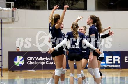 Volleyball. CEV Volleyball Challenge Cup 2024  Women. ATSC Wildcats gegen ZOK UB (SRB).     Jubel (Wildcats). Klagenfurt, am 11.10.2023.
Foto: Kuess
www.qspictures.net
---
pressefotos, pressefotografie, kuess, qs, qspictures, sport, bild, bilder, bilddatenbank