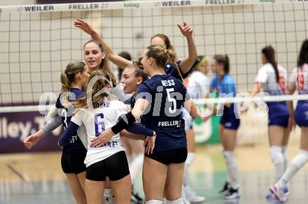 Volleyball. CEV Volleyball Challenge Cup 2024  Women. ATSC Wildcats gegen ZOK UB (SRB).     Jubel (Wildcats). Klagenfurt, am 11.10.2023.
Foto: Kuess
www.qspictures.net
---
pressefotos, pressefotografie, kuess, qs, qspictures, sport, bild, bilder, bilddatenbank