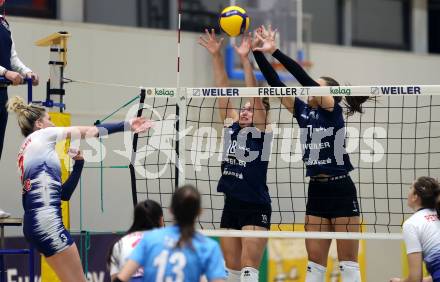 Volleyball. CEV Volleyball Challenge Cup 2024  Women. ATSC Wildcats gegen ZOK UB (SRB).     HOLZINGER Nicole, BAJIC Nikolina (Wildcats). Klagenfurt, am 11.10.2023.
Foto: Kuess
www.qspictures.net
---
pressefotos, pressefotografie, kuess, qs, qspictures, sport, bild, bilder, bilddatenbank