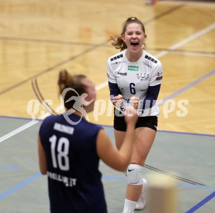 Volleyball. CEV Volleyball Challenge Cup 2024  Women. ATSC Wildcats gegen ZOK UB (SRB).     Jubel GOBER Lea Hemma (Wildcats). Klagenfurt, am 11.10.2023.
Foto: Kuess
www.qspictures.net
---
pressefotos, pressefotografie, kuess, qs, qspictures, sport, bild, bilder, bilddatenbank