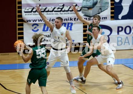 Basketball 2. Liga 2023/2024. Grunddurchgang 2. Runde.  KOS Celovec gegen Dornbirn Lions.  Tim Huber, Andi Smrtnik (KOS), Felix Erath, Ralfs Skesters  (Dornbirn). Klagenfurt, am 14.10.2023.
Foto: Kuess
www.qspictures.net
---
pressefotos, pressefotografie, kuess, qs, qspictures, sport, bild, bilder, bilddatenbank