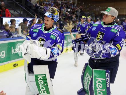 EBEL. Eishockey Bundesliga. EC VSV gegen BEMER Pioneers Vorarlberg. Jean Philippe Lamoureux, Lukas Moser  (VSV). Villach, am 14.10.2023
Foto: Kuess
www.qspictures.net
---
pressefotos, pressefotografie, kuess, qs, qspictures, sport, bild, bilder, bilddatenbank