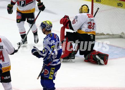 EBEL. Eishockey Bundesliga. EC VSV gegen BEMER Pioneers Vorarlberg.  Torjubel Felix Maxa (VSV). Villach, am 14.10.2023
Foto: Kuess
www.qspictures.net
---
pressefotos, pressefotografie, kuess, qs, qspictures, sport, bild, bilder, bilddatenbank