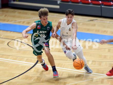 Basketball 2. Liga 2023/2024. Grunddurchgang 2. Runde.  KOS Celovec gegen Dornbirn Lions.  Simon Siencnik (KOS), Felix Erath  (Dornbirn). Klagenfurt, am 14.10.2023.
Foto: Kuess
www.qspictures.net
---
pressefotos, pressefotografie, kuess, qs, qspictures, sport, bild, bilder, bilddatenbank