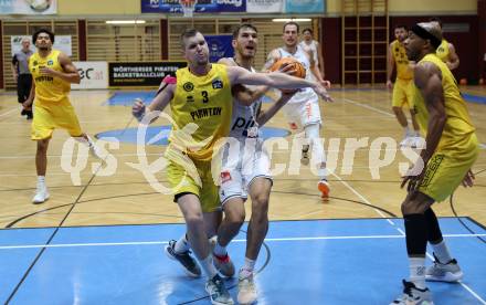 Basketball 2. Liga 2023/2024. Grunddurchgang 3. Runde.  Woerthersee Piraten gegen Kufstein Towers. Alexander Pirker, (Piraten),  Duje Putnik  (Kufstein). Klagenfurt, am 21.10.2023.
Foto: Kuess
www.qspictures.net
---
pressefotos, pressefotografie, kuess, qs, qspictures, sport, bild, bilder, bilddatenbank