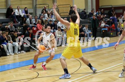 Basketball 2. Liga 2023/2024. Grunddurchgang 3. Runde.  Woerthersee Piraten gegen Kufstein Towers. Andreas Nuck,  (Piraten), Aleix Pujadas  (Kufstein). Klagenfurt, am 21.10.2023.
Foto: Kuess
www.qspictures.net
---
pressefotos, pressefotografie, kuess, qs, qspictures, sport, bild, bilder, bilddatenbank