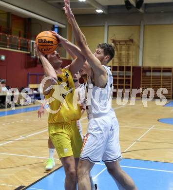 Basketball 2. Liga 2023/2024. Grunddurchgang 3. Runde.  Woerthersee Piraten gegen Kufstein Towers. Alexander Pirker, (Piraten),  Duje Putnik  (Kufstein). Klagenfurt, am 21.10.2023.
Foto: Kuess
www.qspictures.net
---
pressefotos, pressefotografie, kuess, qs, qspictures, sport, bild, bilder, bilddatenbank