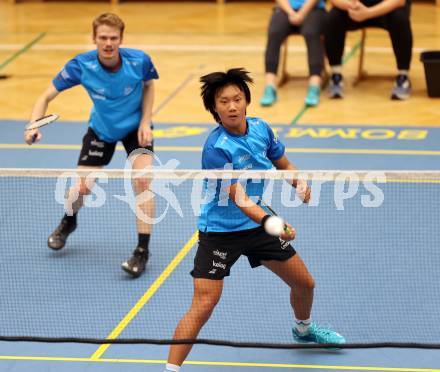 Badminton. ASKOE Kelag Kaernten.  Simon Wang, Lukas Steinwender  . Klagenfurt, 15.10.2023
Foto: Kuess
www.qspictures.net
---
pressefotos, pressefotografie, kuess, qs, qspictures, sport, bild, bilder, bilddatenbank