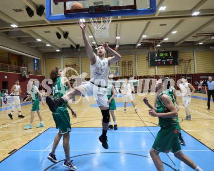 Basketball 2. Liga 2023/2024. Grunddurchgang 4. Runde.  KOS Celovec gegen Future Team Steiermark. Anton Marusic (KOS),  Phillip Bliem (Steiermark). Klagenfurt, am 26.10.2023.
Foto: Kuess
www.qspictures.net
---
pressefotos, pressefotografie, kuess, qs, qspictures, sport, bild, bilder, bilddatenbank