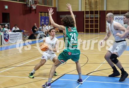 Basketball 2. Liga 2023/2024. Grunddurchgang 4. Runde.  KOS Celovec gegen Future Team Steiermark. Niklas Michel (KOS), Phillip Bliem  (Steiermark). Klagenfurt, am 26.10.2023.
Foto: Kuess
www.qspictures.net
---
pressefotos, pressefotografie, kuess, qs, qspictures, sport, bild, bilder, bilddatenbank