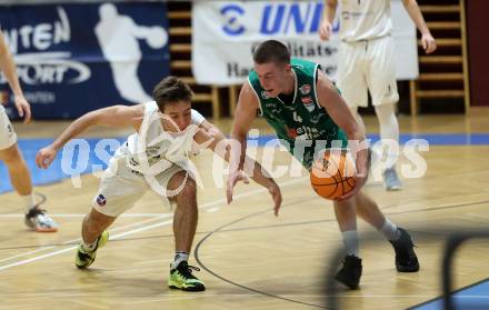 Basketball 2. Liga 2023/2024. Grunddurchgang 4. Runde.  KOS Celovec gegen Future Team Steiermark.  Niklas Michel (KOS), Fran Vidovic  (Steiermark). Klagenfurt, am 26.10.2023.
Foto: Kuess
www.qspictures.net
---
pressefotos, pressefotografie, kuess, qs, qspictures, sport, bild, bilder, bilddatenbank